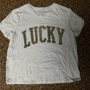 Lucky Brand White Tee with Leopard Print
